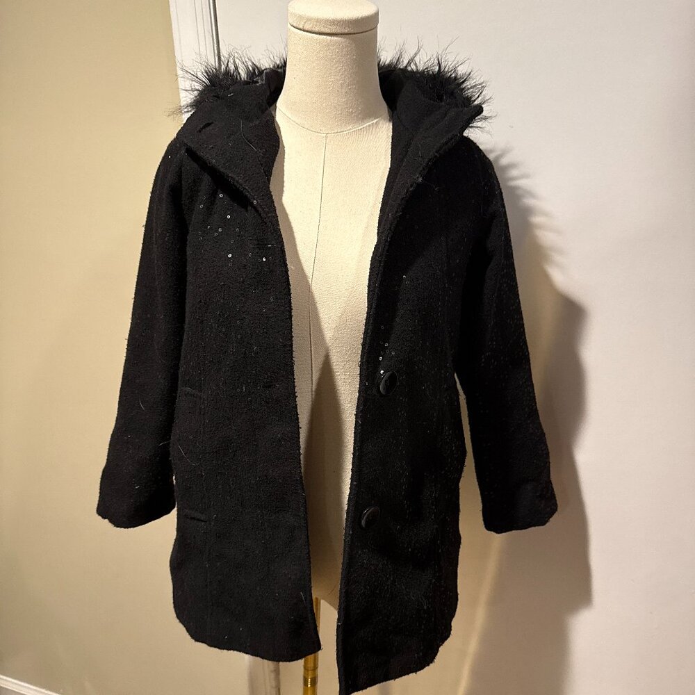 Girls Jacket with fauz fur hood and sparkles